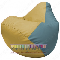 Бескаркасное кресло мешок Груша Г2.3-0836 (охра, голубой)